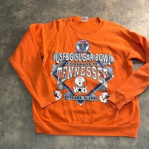 Saturday's Hero Sweatshirt Mens L Orange 1991 Sugar Bowl Tennessee Vols VTG